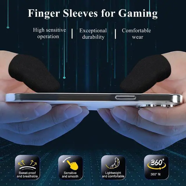 Alt view image 6 of 7 - Gaming Gloves for Sweaty Hands, Ultra-Thin Breathable Touchscreen Game Gloves with Thumb Finger Sleeves for iPad Tablet/Mobile Phone