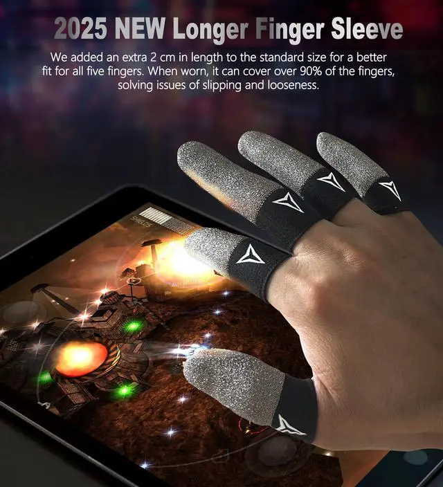 Alt view image 6 of 7 - Pure Silver Fiber Professional Finger Sleeves Gloves for Mobile Gaming