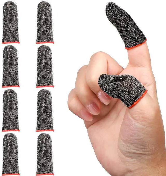 Main image of 10 Pack Black Finger Sleeve for Gaming, Thumb Covers, Dedales Gamer Profesionales Thumb Sleeves Mobile Gaming Call of Duty Mobile PUBG Mobile Games Finger Covers, Mobile Gaming Accessories