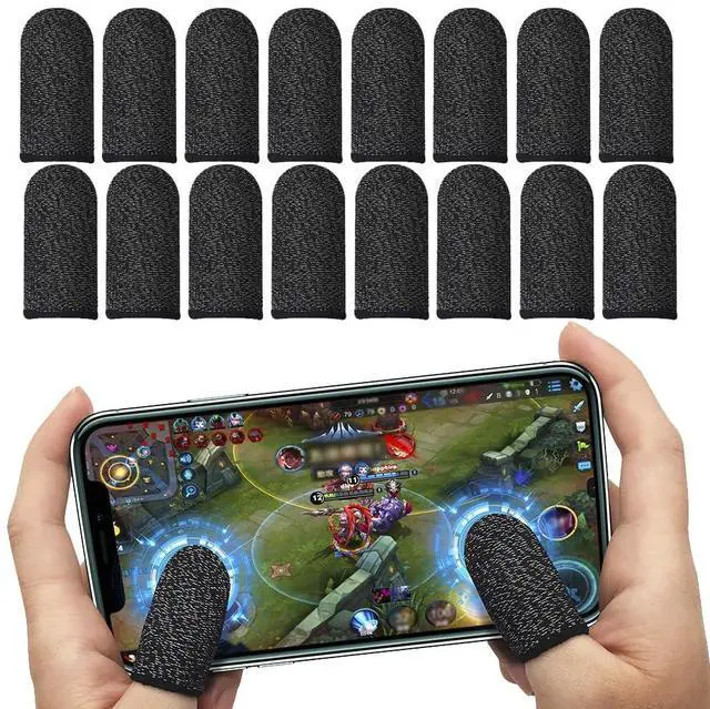 Main image of Gaming Finger Sleeves Silver Fiber Glove for PUBG Mobile Touchscreen Device
