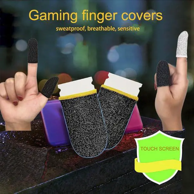Alt view image 4 of 7 - Gaming Finger Sleeves Silver Fiber Glove for PUBG Mobile Touchscreen Device