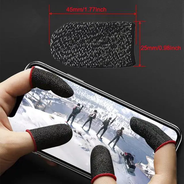 Alt view image 2 of 7 - Gaming Finger Sleeves Silver Fiber Glove for PUBG Mobile Touchscreen Device