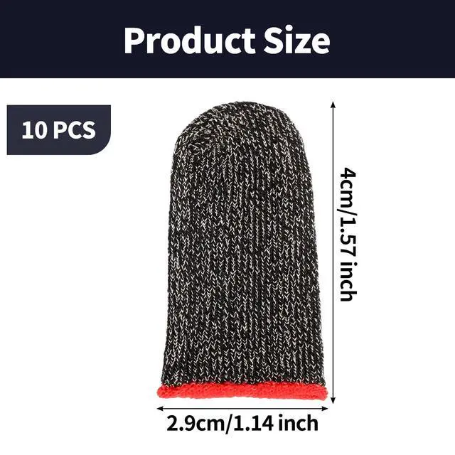 Alt view image 6 of 7 - 10 Pack Black Finger Sleeve for Gaming, Thumb Covers, Dedales Gamer Profesionales Thumb Sleeves Mobile Gaming Call of Duty Mobile PUBG Mobile Games Finger Covers, Mobile Gaming Accessories