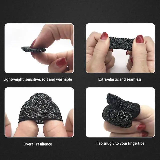 Alt view image 3 of 7 - Gaming Finger Sleeves Silver Fiber Glove for PUBG Mobile Touchscreen Device