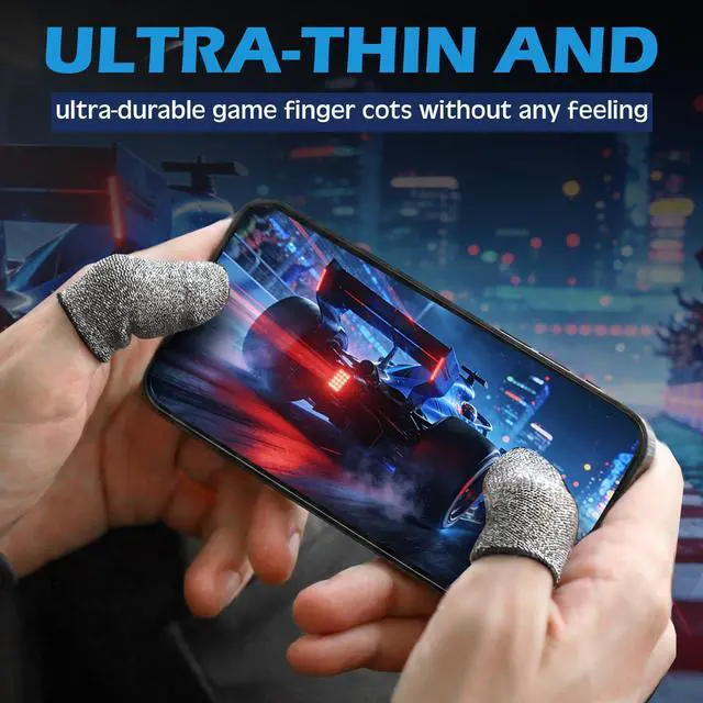 Alt view image 2 of 6 - 12 Pack Gaming Finger Sleeves Mobile Phone Silver Fiber Thumb Sleeve Finger Touchscreen Enhanced 0.15 mm Anti-Sweat Anti-Slip Gloves Cover for Mobile Games Sensitivity All-Season Comfort