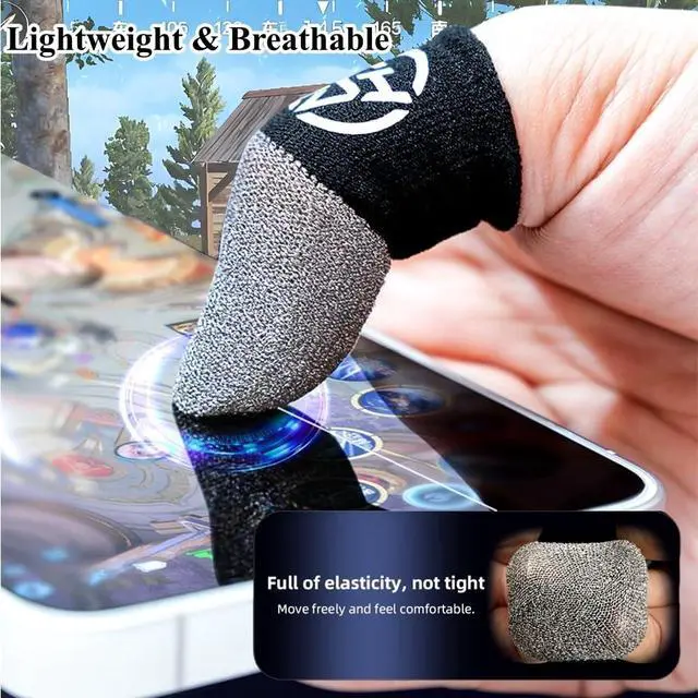 Alt view image 7 of 7 - 10-Pack Pro Gaming Finger Sleeves: 0.3mm Silver Fiber, Ultra-Thin, Anti-Sweat & Breathable Thumb Cover Gloves for PUBG/COD - Fits All Mobile Phone/iPad Tablet Touchscreen Devices
