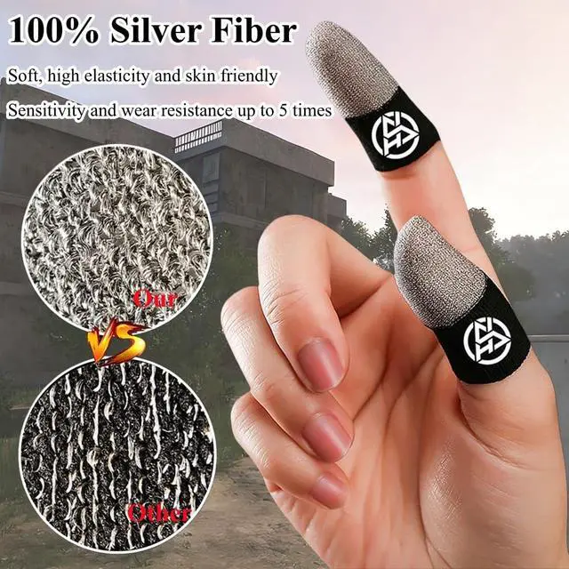 Alt view image 5 of 7 - 10-Pack Pro Gaming Finger Sleeves: 0.3mm Silver Fiber, Ultra-Thin, Anti-Sweat & Breathable Thumb Cover Gloves for PUBG/COD - Fits All Mobile Phone/iPad Tablet Touchscreen Devices