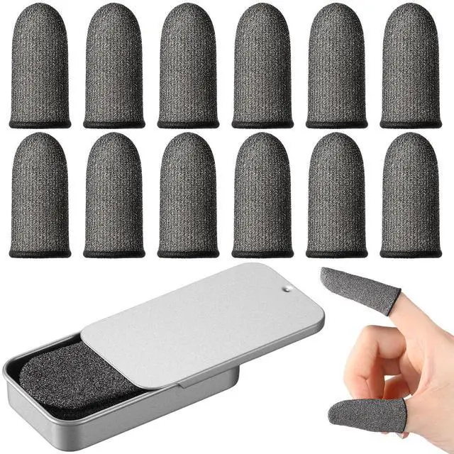 Main image of 12 Pack Gaming Finger Sleeves Mobile Phone Silver Fiber Thumb Sleeve Finger Touchscreen Enhanced 0.15 mm Anti-Sweat Anti-Slip Gloves Cover for Mobile Games Sensitivity All-Season Comfort