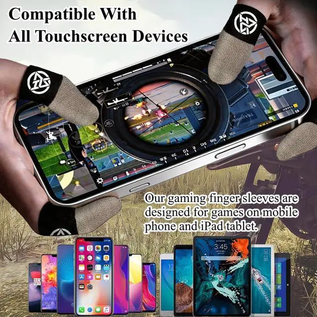 Alt view image 3 of 7 - 10-Pack Pro Gaming Finger Sleeves: 0.3mm Silver Fiber, Ultra-Thin, Anti-Sweat & Breathable Thumb Cover Gloves for PUBG/COD - Fits All Mobile Phone/iPad Tablet Touchscreen Devices