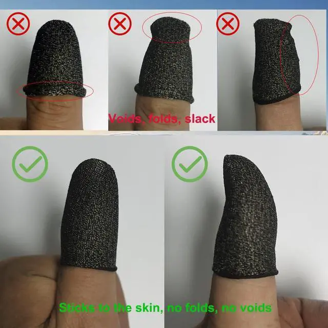 Alt view image 7 of 7 - Gaming Finger Sleeves Silver Fiber Glove for PUBG Mobile Touchscreen Device
