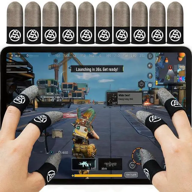 Main image of 10-Pack Pro Gaming Finger Sleeves: 0.3mm Silver Fiber, Ultra-Thin, Anti-Sweat & Breathable Thumb Cover Gloves for PUBG/COD - Fits All Mobile Phone/iPad Tablet Touchscreen Devices