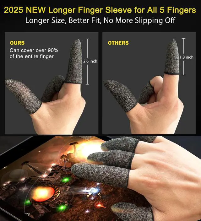 Alt view image 2 of 7 - Silver Fiber Professional Finger Sleeves Gloves for Mobile Gaming