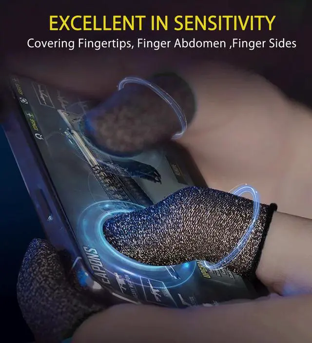 Alt view image 3 of 7 - Silver Fiber Professional Finger Sleeves Gloves for Mobile Gaming