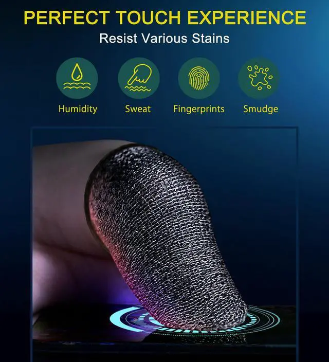Alt view image 5 of 7 - Silver Fiber Professional Finger Sleeves Gloves for Mobile Gaming