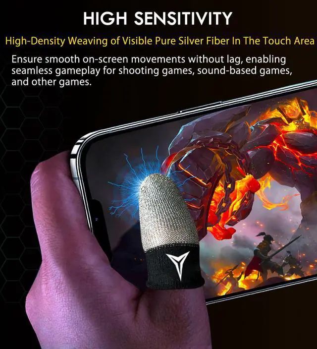 Alt view image 5 of 7 - Pure Silver Fiber&Carbon Fiber Professional Model Gaming Finger Sleeves