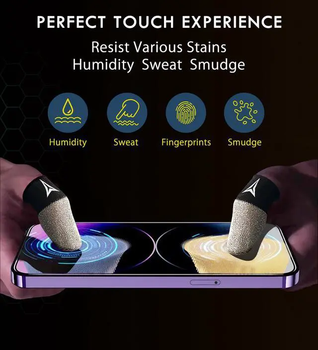 Alt view image 6 of 7 - Pure Silver Fiber&Carbon Fiber Professional Model Gaming Finger Sleeves
