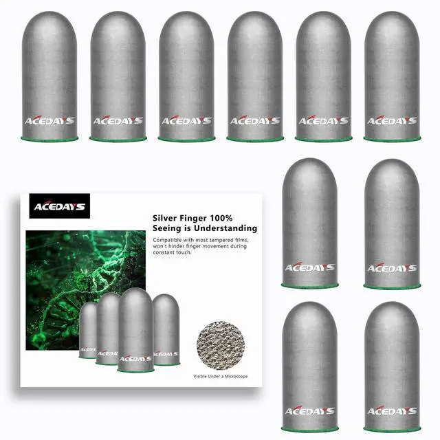 Main image of Gaming Finger Sleeves,100% Visible Silver Fibers,Just Right Pressure/Breathable/Sweatproof, Upgrade Gaming Gloves for PUBG Mobile/Knives Out/Call of Duty Mobile10pcs M
