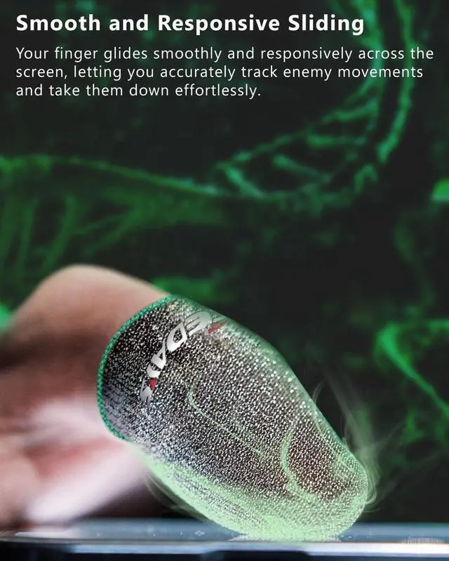 Alt view image 5 of 6 - Gaming Finger Sleeves,100% Visible Silver Fibers,Just Right Pressure/Breathable/Sweatproof, Upgrade Gaming Gloves for PUBG Mobile/Knives Out/Call of Duty Mobile10pcs M