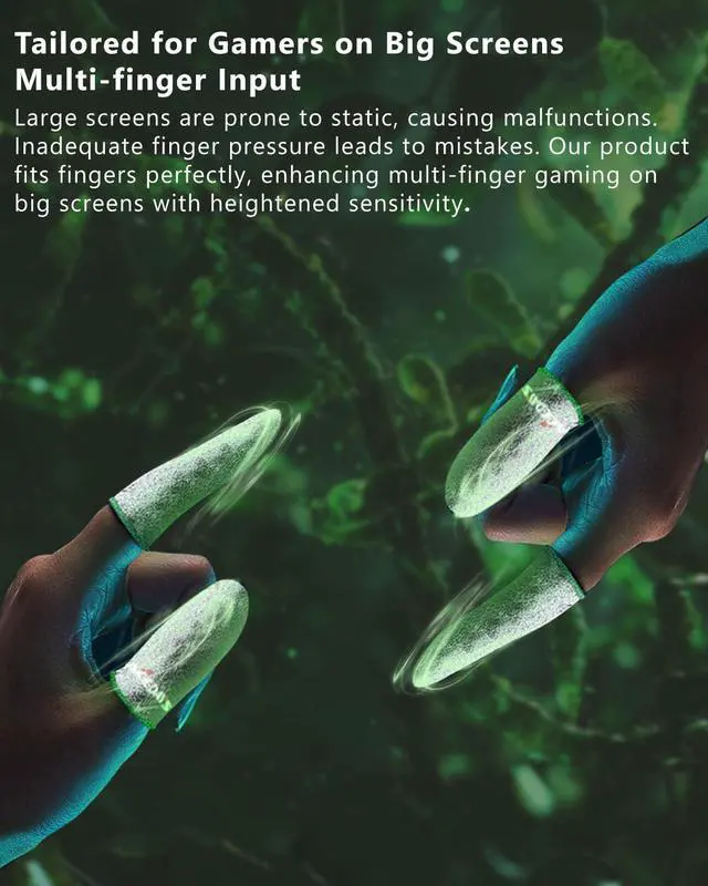 Alt view image 6 of 6 - Gaming Finger Sleeves,100% Visible Silver Fibers,Just Right Pressure/Breathable/Sweatproof, Upgrade Gaming Gloves for PUBG Mobile/Knives Out/Call of Duty Mobile10pcs M