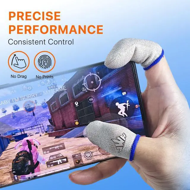 Alt view image 2 of 7 - 6 Pack Ultra Thin Silver Fiber Gaming Finger Sleeves White Thumb Sleeves Mobile Gaming Cots Gaming Finger Gloves for PUBG Tightly Woven Wire Silky and Sweat Proof Fundas para Dedos Gamer