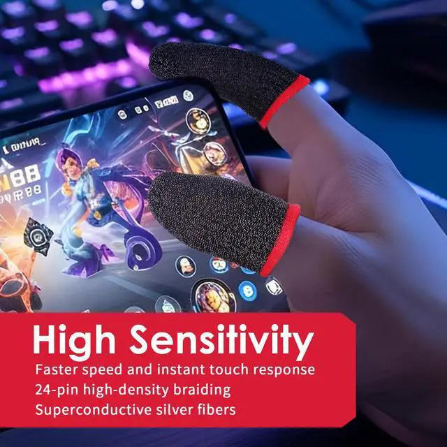 Alt view image 7 of 7 - 12 Pack Gaming Finger Sleeves, Ultra-Thin Silver Fiber Gaming Thumb Sleeves Compatible with All Touchscreen Devices, 0.3mm dedales Gamer for Enhanced Touchscreen Sensitivity