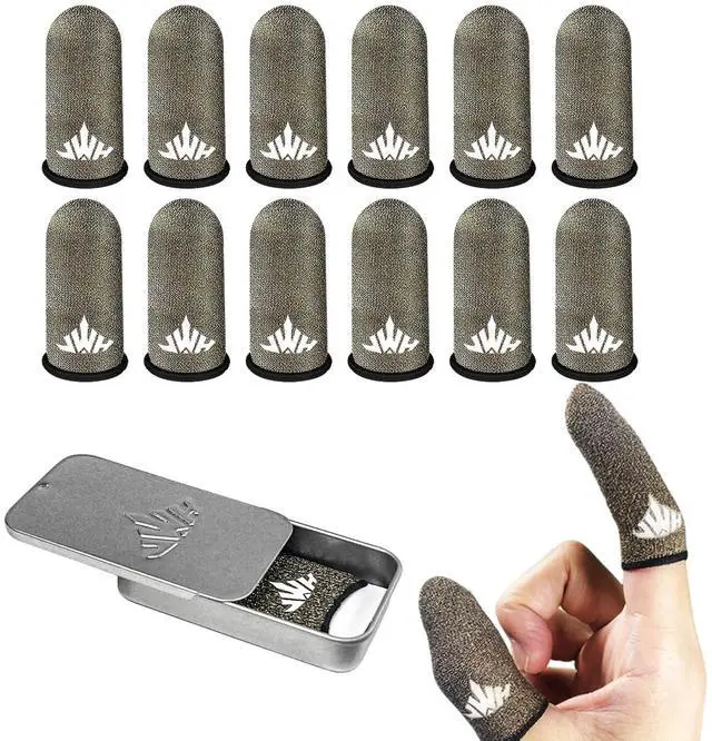Main image of Ultra Thin Pure Silver Fiber Mobile Phone Gaming Accessories Finger Thumb Sleeve,Breathable Silky,12 Pack Guantes para Dedos Gamer,Storage Box, Dedales Gamer,Finger Gloves, for PUBG Gaming Cots