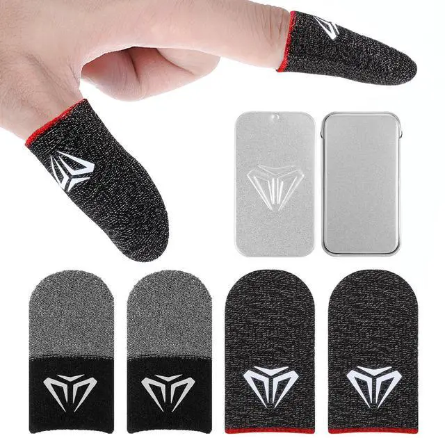 Main image of 4Pcs Mobile Gaming Finger Sleeves Ultra-Thin Carbon Fiber Thumb Sleeves for Mobile Games, Anti-Sweat & Anti-Slip Perfect Touchscreen Glide Gamer Profesionales, Universal with All Devices