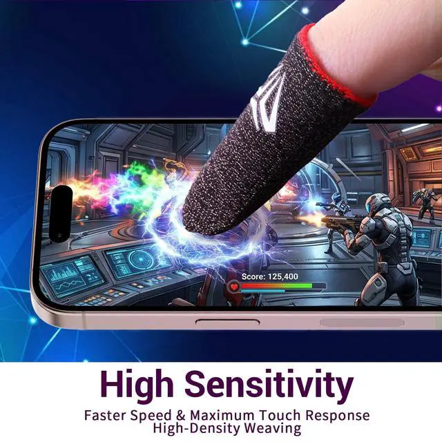 Alt view image 3 of 7 - 4Pcs Mobile Gaming Finger Sleeves Ultra-Thin Carbon Fiber Thumb Sleeves for Mobile Games, Anti-Sweat & Anti-Slip Perfect Touchscreen Glide Gamer Profesionales, Universal with All Devices