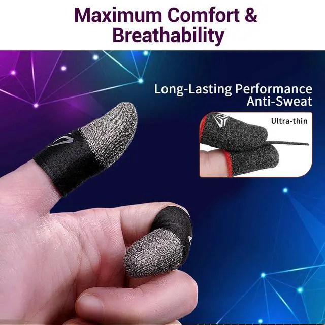 Alt view image 5 of 7 - 4Pcs Mobile Gaming Finger Sleeves Ultra-Thin Carbon Fiber Thumb Sleeves for Mobile Games, Anti-Sweat & Anti-Slip Perfect Touchscreen Glide Gamer Profesionales, Universal with All Devices