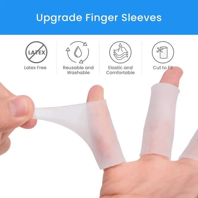 Alt view image 2 of 7 - 20 PCS Gel Finger Sleeve Protectors - Silicone Finger Sleeves Cushions and Protects - Finger Cots Bandages Provide Relief for Finger Cracking, Corns, Blisters and Calluses Protect (Clear)