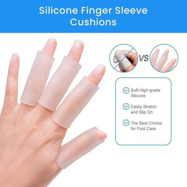 Alt view image 6 of 7 - 20 PCS Gel Finger Sleeve Protectors - Silicone Finger Sleeves Cushions and Protects - Finger Cots Bandages Provide Relief for Finger Cracking, Corns, Blisters and Calluses Protect (Clear)