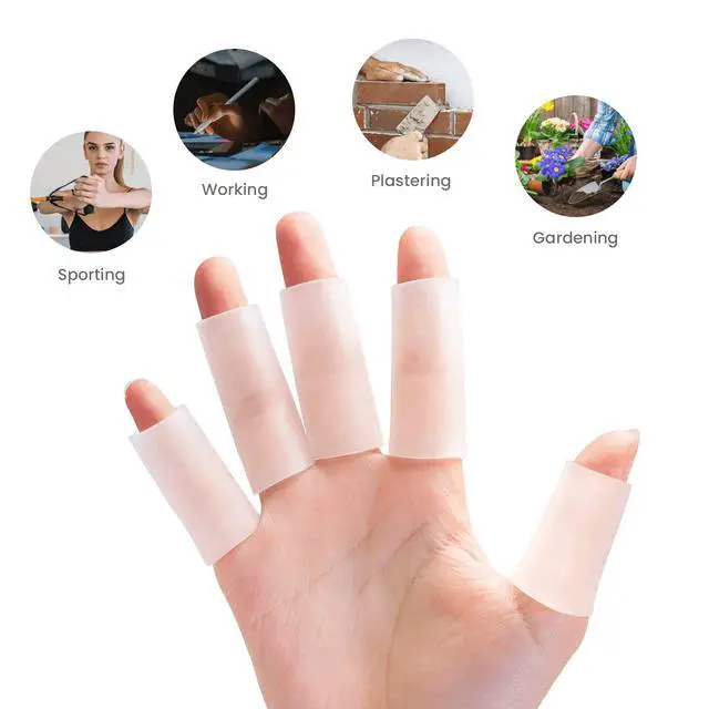 Alt view image 5 of 7 - 20 PCS Gel Finger Sleeve Protectors - Silicone Finger Sleeves Cushions and Protects - Finger Cots Bandages Provide Relief for Finger Cracking, Corns, Blisters and Calluses Protect (Clear)