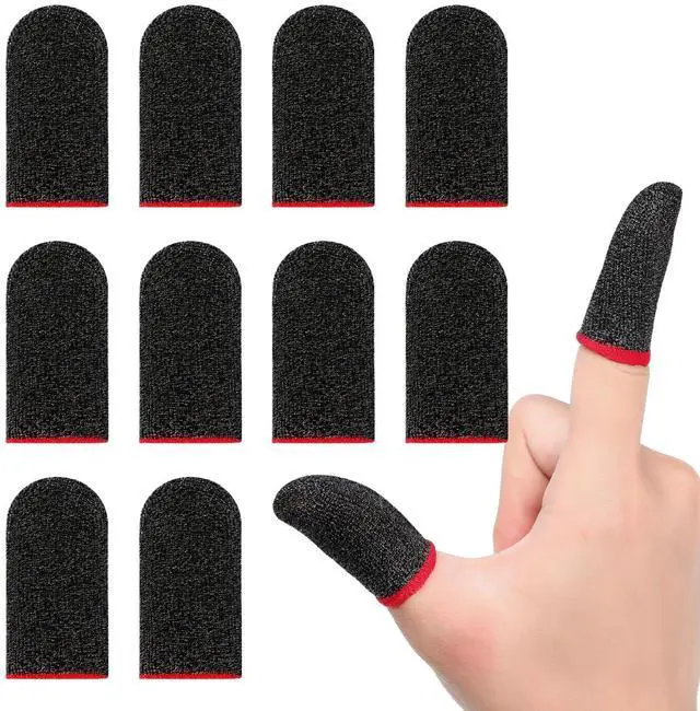 Main image of 10 Pack Gaming Finger Sleeves, 0.3mm Silver Fiber dedales Gamer, Smooth Operation, Anti-Sweat, Extremely Thin,Maximum Touch Response,Comfortable fit, Fit Mobile Phone Tablet Devices