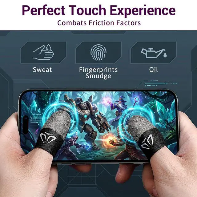 Alt view image 6 of 7 - 4Pcs Mobile Gaming Finger Sleeves Ultra-Thin Carbon Fiber Thumb Sleeves for Mobile Games, Anti-Sweat & Anti-Slip Perfect Touchscreen Glide Gamer Profesionales, Universal with All Devices