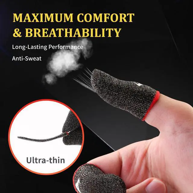 Alt view image 3 of 7 - 6 Pack Finger Sleeves for Gaming,Thumb Sleeves for Mobile Gaming,Anti Sweat,Ultra Thin,0.15mm Silver Fiber,Suitable for Most Gamers,Gaming Finger Gloves for PUBG COD Dedales Gamer,Covers