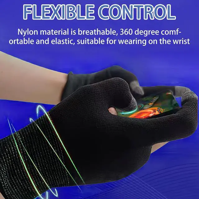 Alt view image 6 of 7 - 8 Pcs Thumb Game Gloves with Finger Sleeves, Silver Fibers Breathable Sweatproof Touch Screen Mobile Finger Covers for Daily Entertainment & Professional Game Competitions with All Touchscreen Devices