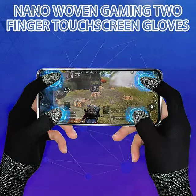 Alt view image 7 of 7 - 8 Pcs Thumb Game Gloves with Finger Sleeves, Silver Fibers Breathable Sweatproof Touch Screen Mobile Finger Covers for Daily Entertainment & Professional Game Competitions with All Touchscreen Devices