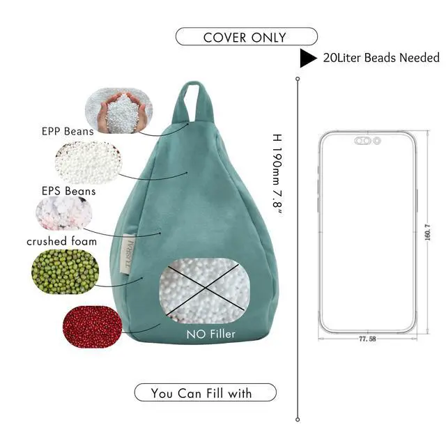 Alt view image 3 of 6 - 2pc Bean Bag Phone Holder Cover Soft Cell Phone Pillow Teal