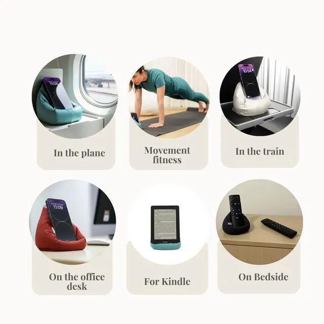 Alt view image 4 of 6 - 2pc Bean Bag Phone Holder Cover Soft Cell Phone Pillow Teal