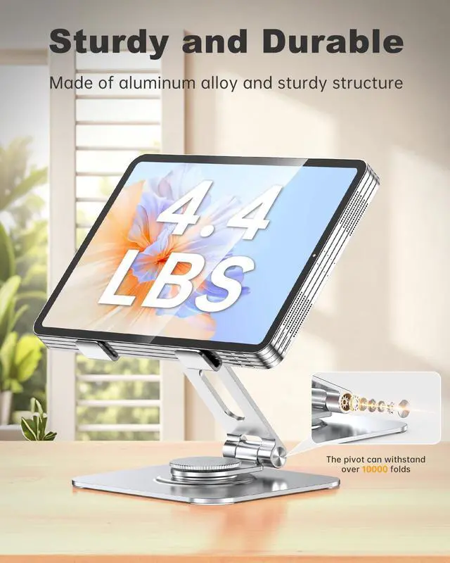 Alt view image 2 of 7 - Aluminum Tablet Stand, 360° Rotating iPad Holder Fits 4-13"