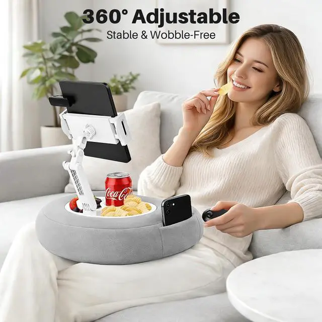 Alt view image 3 of 7 - Kindle Pillow Stand with Wireless Page Turner, Kindle Holder for Bed with Storage Tray, Adjustable Tablet Pillow Stand for Hands-Free Reading, Fits Kindle & Tablets 4.711", Reading Accessories Gift