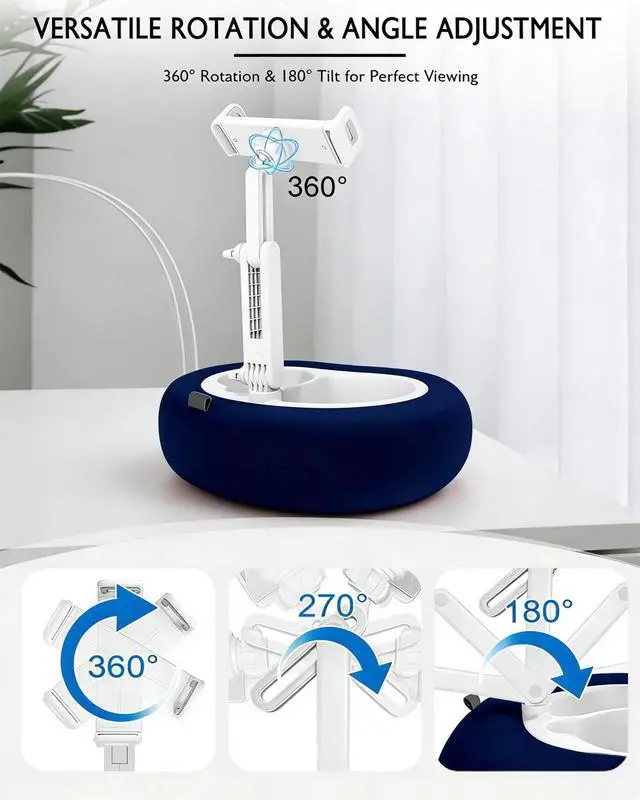 Alt view image 5 of 7 - Tablet Pillow Stand for Bed with Detachable Snack Bowl, Blue