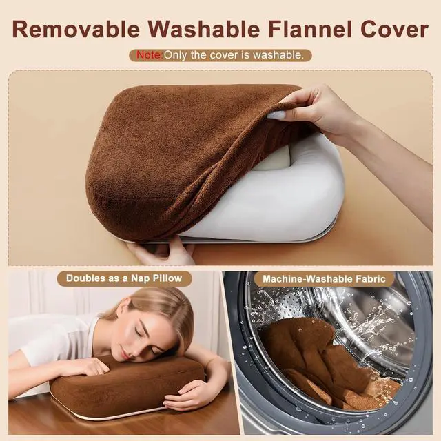 Alt view image 5 of 7 - Tablet Pillow Stand with Snack Bowl, 360° Rotating Laptop Lap Desk for 4.7-13" Kindle/Tablet/Phone, 11-15" Laptop, Pillow Kindle Holder for Hands-Free Reading in Bed, Couch,Floor -Brown