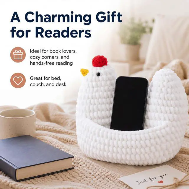 Alt view image 5 of 6 - Tablet E-Reader Pillow Stand 9.4 x 9.4 x 3.54 in, Cute Chicken Pillow for Tablet E-Reader, Hands Free Reading on Bed Couch, Ideal Gift for Girlfriends Day and Back to School