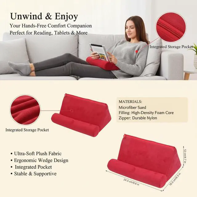 Alt view image 4 of 7 - Pillow Tablet Stand Holder Mobile Phone Support Ipad Pillow Stand Lap Samhousing Bed Rest Cushion Tablet Reading Holder for Book Kindle Tab iPad Tablets Smartphones Magazines