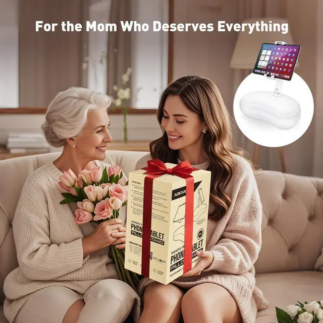 Alt view image 2 of 7 - Tablet Pillow Stand for Bed, Hands-Free 360° Adjustable iPad Pillow Holder for Lap Reading w/Soft Bean Bag, Ideal Gift for Mom, Fits 4.7" to 12.9" Tablet, Phone, Kindle, White