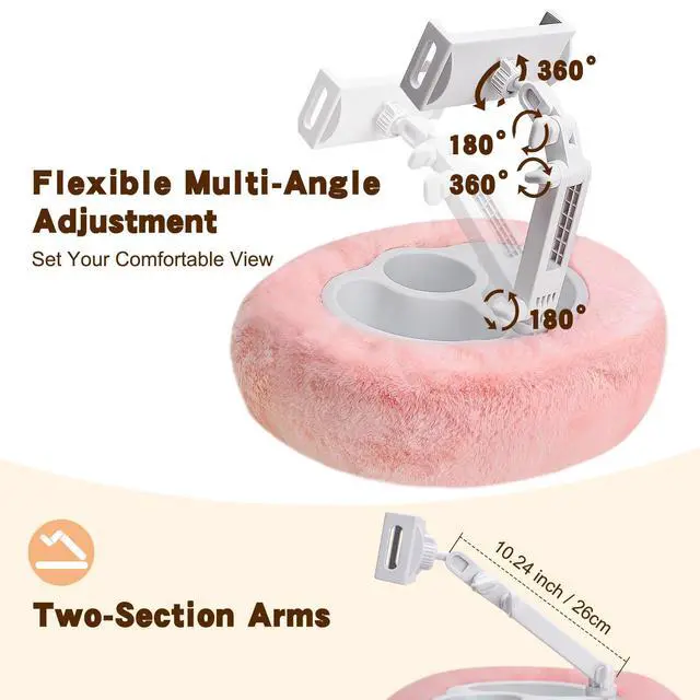 Alt view image 4 of 7 - Tablet Pillow Stand with 3 Detachable Snack Bowl, 360° Rotating Arm, Soft Plush Cushion, Hands-Free Pillow Holder for 4.7-13" iPad Kindle Phone, Ideal for Bed Couch Reading Watching