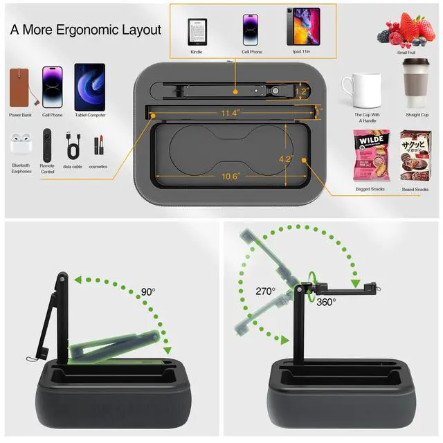 Alt view image 6 of 7 - Tablet Pillow Stand, Kindle Pillow Stand with Snack Bowl, Tablet Holder for Lap in Bed for 4.7-11 iPad & Cell Phones. Ideal for Hands-Free Reading, Relaxation on Sofa, Bed, Recliner, Couches