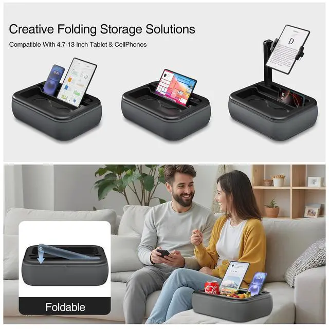 Alt view image 5 of 7 - Tablet Pillow Stand, Kindle Pillow Stand with Snack Bowl, Tablet Holder for Lap in Bed for 4.7-11 iPad & Cell Phones. Ideal for Hands-Free Reading, Relaxation on Sofa, Bed, Recliner, Couches