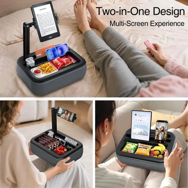 Alt view image 3 of 7 - Tablet Pillow Stand, Kindle Pillow Stand with Snack Bowl, Tablet Holder for Lap in Bed for 4.7-11 iPad & Cell Phones. Ideal for Hands-Free Reading, Relaxation on Sofa, Bed, Recliner, Couches